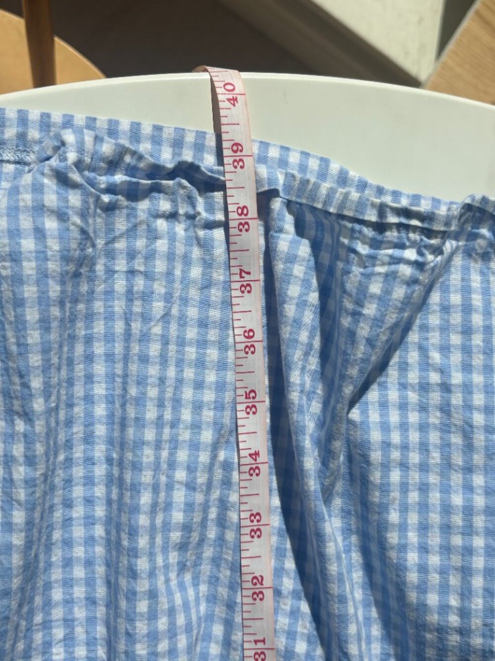 Light Blue Gingham Maxi Dress with Spaghetti Straps - Picture 15 of 15